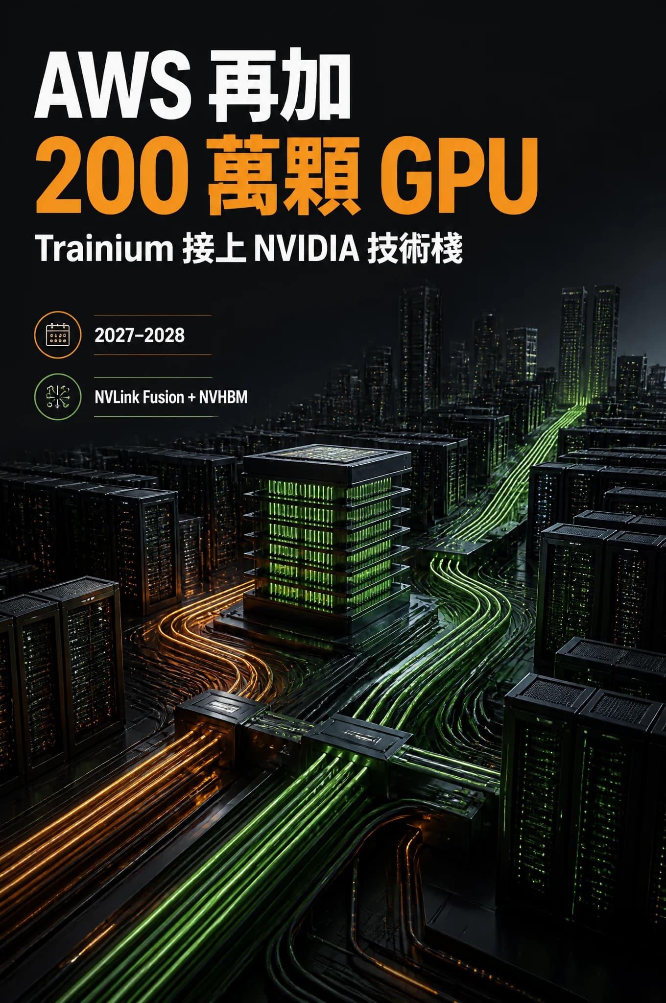 AWS 再部署 200 萬顆 NVIDIA GPU，Trainium 也接上了 NVLink 與 NVHBM